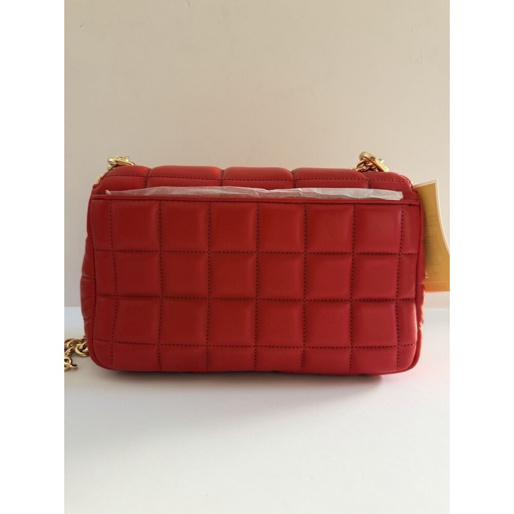 Michael Kors Soho Large Quilted Leather Shoulder Bag Crimson Red Gold Chain NWT - Picture 13 of 15